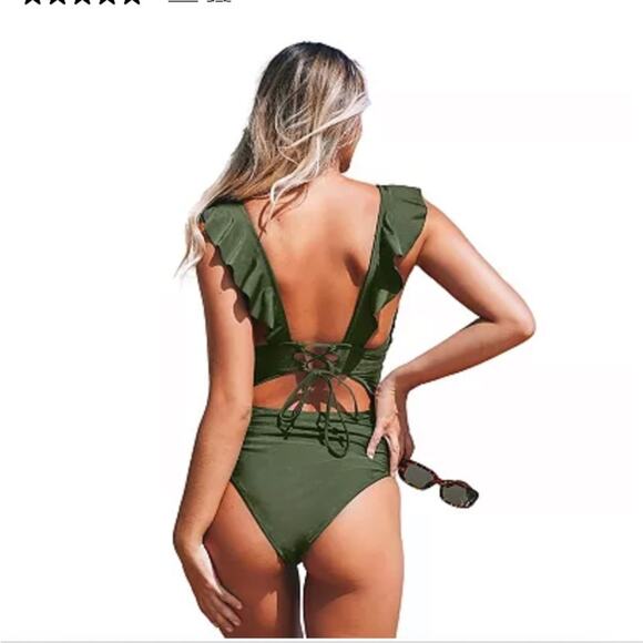 CUPSHE Ruffle Lace-up Monokini - Picture 2 of 5